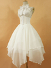 Gothic Lolita Kleid JSK Dawn White Chiffon Spitze Bogen unterbrochen Schnürschuh unregelmäßige Lolita Jumper Rock