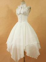 Gothic Lolita Kleid JSK Dawn White Chiffon Spitze Bogen unterbrochen Schnürschuh unregelmäßige Lolita Jumper Rock