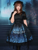 Gothic Lolita Kleid JSK Schmetterling auf den Friedhöfen gedruckt Chiffon Lace Up Rüschen Lolita Jumper Rock mit Kette