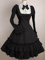 Gothic Lolita Kleid OP Black Bows Rüschen Baumwolle Lolita One Piece Kleid
