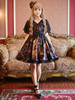 Gothic Lolita Kleid OP das Mädchen hob Blumen gedruckt beugen Seide mit V-Ausschnitt Butterfly Sleeve Lolita einteiliges Kleid