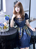 Gothic Lolita Kleid OP Göttin Kreuz gedruckten quadratischen Ausschnitt Bogen Rüschen kurze Ärmel Spitze bis Lolita einteiliges Kleid