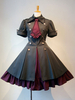 Gothic Lolita Kleid OP Military Style Rüschen Bowtie Button Schnüren Burgund Lolita One Piece Kleid