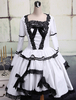 Gothic Lolita Kleid OP weiß Langarm schwarz Trimm zwei Layer Lolita ein Stück Spitzenkleid