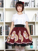 Gothic Lolita Kleid Vintage Burgund gedruckt Milanoo Lolita Rock mit schwarzer Spitze Trim