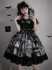 Gothic Lolita Kleider Bögen Rüschen Schwarz Weiß