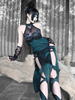 Gothic Lolita Kleider Fransen Spitze Farbe; Blumendruck Dunkelgrün