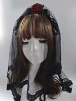 Gothic Lolita Kopfschmuck Tüll Spitze Blume Schwarz Lolita Veil