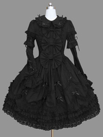 Gothic Lolita Langarm-beiläufige Kleid Baumwollmischung Lolita Kleid