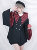 Gothic Lolita Mantel Langarm Majyo Hahnentritt Lolita Outwear