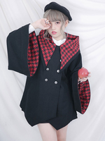 Gothic Lolita Mantel Langarm Majyo Hahnentritt Lolita Outwear