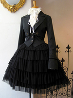 Gothic Lolita Mäntel Schwarze Ösen Mantel Baumwollmischung Frühling Lolita Outwears