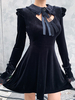 Gothic Lolita OP Dress Schnüren Sie schwarze Langarm Lolita One Piece Kleider