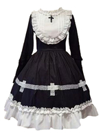 Gothic Lolita OP Kleid Criss Cross Rüschen Lolita One Piece Kleider