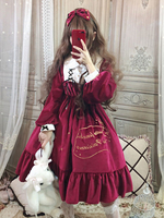Gothic Lolita OP Kleid Knöpfe Rüschen Sterne Print Langarm Lolita One Piece Kleider