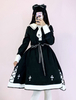 Gothic Lolita OP Kleid Kreuz bestickte Spitze schwarz Lolita Einteiler