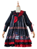 Gothic Lolita OP Kleid Marionette Schnüren Schwarz Langarm Lolita One Piece Kleider