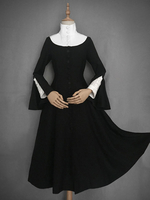 Gothic Lolita OP Kleid Nonne Schwester Flament Langarm Lolita Einteiliges Kleid
