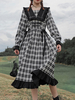 Gothic Lolita OP Kleid Plaid Langarm Lolita One Piece Kleid