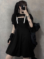 Gothic Lolita Op Kleid Polyester Schwarze Ärmeln Schwarz Lolita Ein Stück Kleid