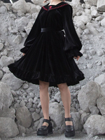 Gothic Lolita OP Kleid Velours Langarm Lolita One Piece Kleid