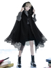 Gothic Lolita Poncho Schwarz Polyester Winter Lolita Poncho Cape Outwears