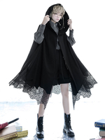 Gothic Lolita Poncho Schwarz Polyester Winter Lolita Poncho Cape Outwears