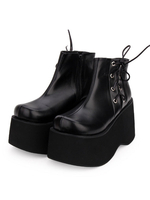 Gothic Lolita Pumps Flatform Schwarz Schnürschuhe aus PU-Leder von Lolita