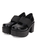 Gothic Lolita Pumps runde Zehe Band Plattform Chunky High Heel schwarz Lolita Schuhe