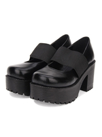 Gothic Lolita Pumps runde Zehe Band Plattform Chunky High Heel schwarz Lolita Schuhe