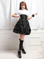 Gothic Lolita Rock Rüschen geraffte Schnürung Layered Black Lolita Bottom