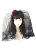 Gothic Lolita Schleier Blumen Spitzenbesatz Tüll Schwarz Lolita Kopfschmuck