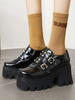 Gothic Lolita Schuhe Black PU Leder Round Toe Lolita Pumps