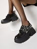 Gothic Lolita Schuhe Black Round Toe Chunky Heel PU-Leder Lolita Schuhe