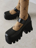 Gothic Lolita Schuhe Black Round Toe PU Leder Lolita Pumps