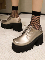 Gothic Lolita Schuhe Blonde PU Leder Runde Zehen Lolita Schuhe