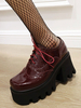 Gothic Lolita Schuhe Burgunder PU Leder Round Toe Lolita Pumps