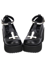 Gothic Lolita Schuhe Cross-Plattform Pumps Ankle Strap Gothic Lolita Schuhe mit Chunky Heel Pumps