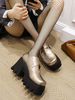 Gothic Lolita Schuhe Golden PU Leder Round Toe Lolita Pumps