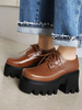 Gothic Lolita Schuhe Kaffee Braun PU Leder Runde Zehen Täglich Casual Lolita Schuhe