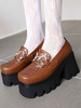 Gothic Lolita Schuhe Kaffee Brown Round Toe PU Leder Lolita Pumps