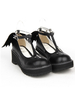 Gothic Lolita Schuhe Kreuz Keil T-Strap Lolita Plateauschuhe mit bösen Flügel