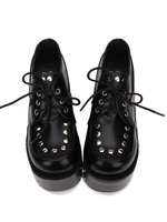 Gothic Lolita Schuhe Niet Lace Up Plattform Schwarz Lolita Schuhe
