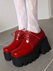 Gothic Lolita Schuhe Red Round Toe PU Leder Lolita Schuhe