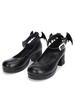 Gothic Lolita Schuhe Schwarz Kreuz Mary Jane Ankle Strap Gothic Lolita Schuhe Kitten Heels Pumps mit bösen Flügel
