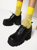 Gothic Lolita Schuhe Schwarz Runde Chunky Heel Toe PU Leder Lolita Pumps