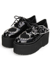 Gothic Lolita Schuhe Schwarz Schnürschuh Plattform besetzt Gothic Lolita Schuhe