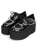 Gothic Lolita Schuhe Schwarz Schnürschuh Plattform besetzt Gothic Lolita Schuhe