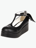 Gothic Lolita Schuhe schwarze Crux T-Strap Lolita Plateauschuhe mit bösen Flügel