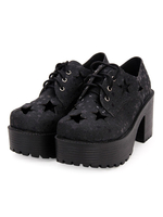 Gothic Lolita Schuhe Starlet Muster ausgeschnitten Lace Up schwarz Lolita Flatform Schuhe
